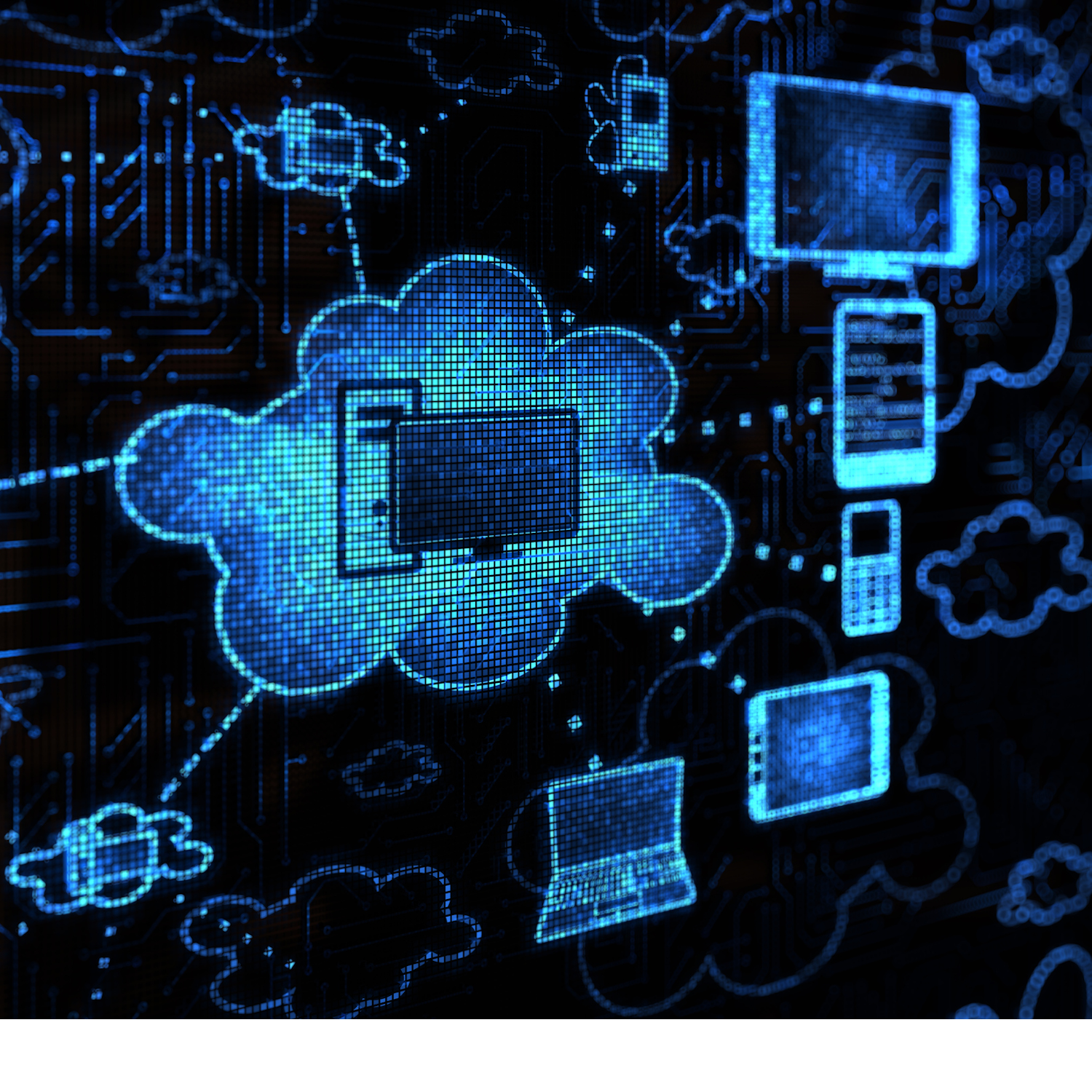 Abstract illustration of cloud-connected devices.